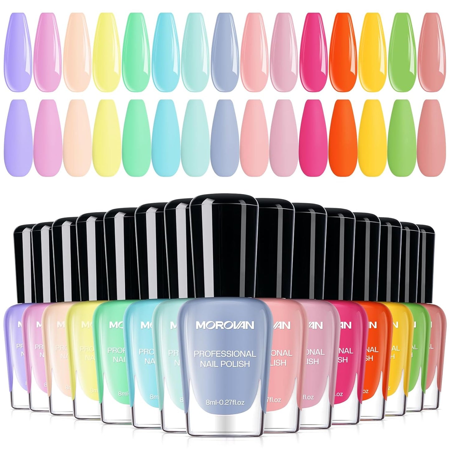 Morovan 15 Bright Color 0.27oz Air Quick Dry Nail Polish Gift Set for Women