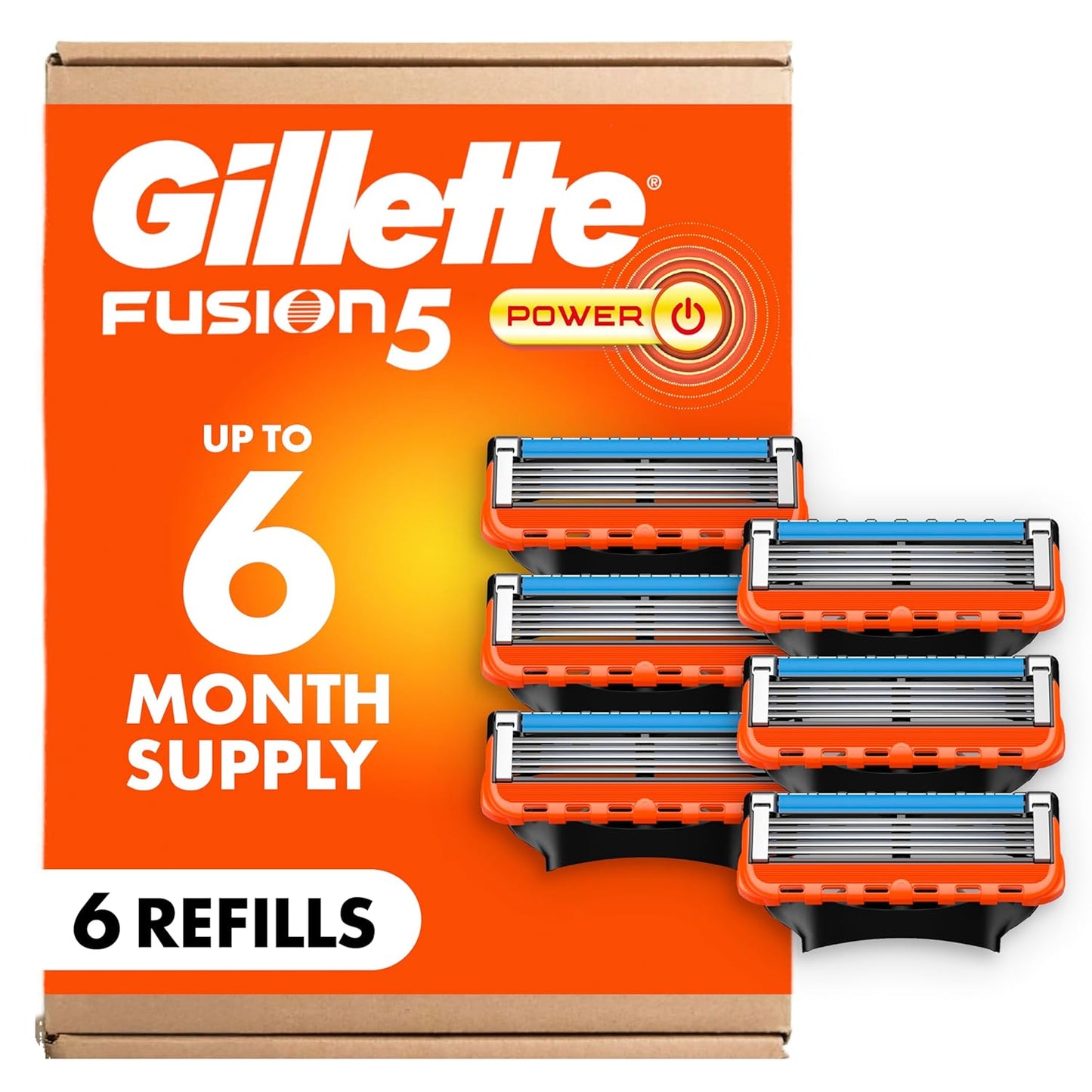 Gillette Fusion5 Power 5-Blade Razor Blade Refills for Men with Precision Trimmer, 10 Count