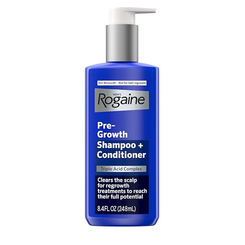 Rogaine Men's Pre-Growth 2 in 1 Shampoo + Conditioner with Triple Acid Complex, Scalp Purifying Shampoo Removes Build-Up To Maximize Hair Regrowth Treatments, Not Minoxidil, 8.4 fl. oz