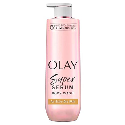 Olay Super Serum Body Wash for Extra Dry Skin, 24hr Long Lasting Hydration, 5+ Ingredient Complex for Bright Even Firm Luminous Skin, 20 fl oz