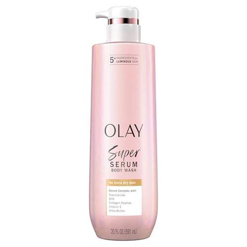 Olay Super Serum Body Wash for Extra Dry Skin, 24hr Long Lasting Hydration, 5+ Ingredient Complex for Bright Even Firm Luminous Skin, 20 fl oz