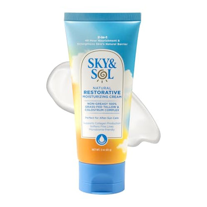 Sky and Sol Everything Cream | 100% Grass Fed Beef Tallow Moisturizer for Face and Body | Day & Night Skincare | Safe Natural Ingredients | After-Sun Care | All Skin Types | 3 oz