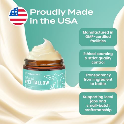 Body Restore Whipped Beef Tallow Balm – Mothers Day Gifts for Mom, Grass Fed Moisturizer for Face and Body, Birthday Gifts for Women, Self Care – Eucalyptus
