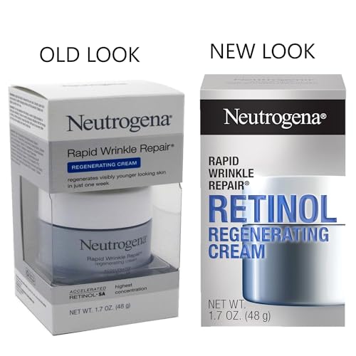 Neutrogena Rapid Wrinkle Repair Retinol Regenerating Face Cream & Hyaluronic Acid Anti Wrinkle Face Moisturizer, Neck Cream, with Hyaluronic Acid & Retinol, 1.7 oz (Pack of 3)
