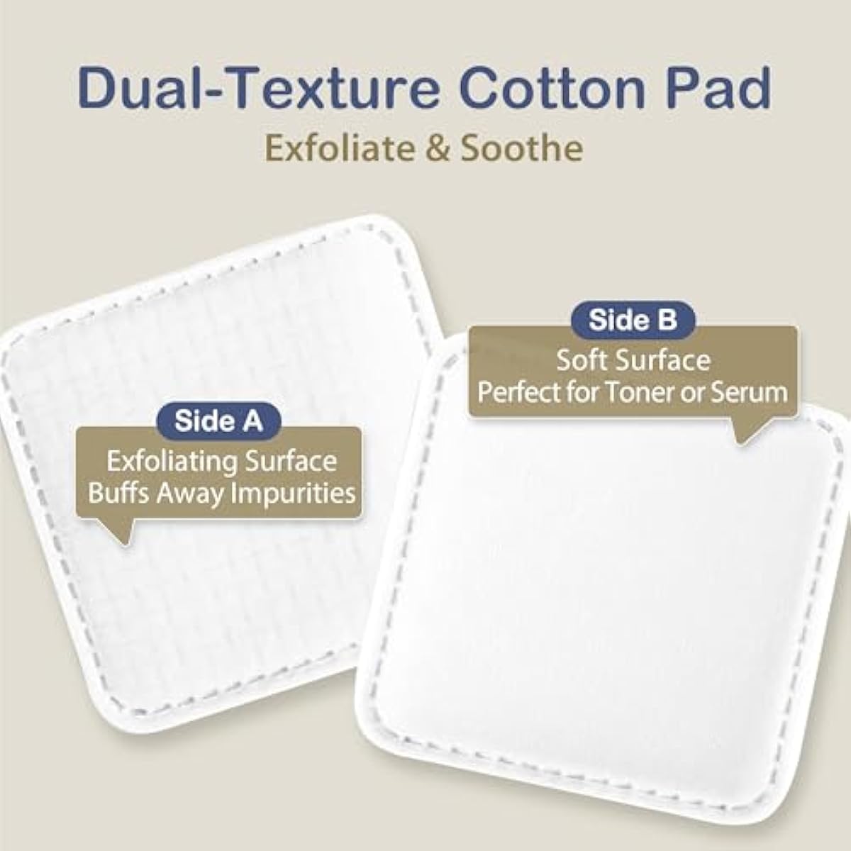 Ourmed Life Large Cotton Pads for Face, Soft & Lint-Free Cotton Rounds with Pressed Seam Design, Durable Facial Cleansing Squares for Face, Ideal Makeup Remover Pads, 3x3 Inch, 60 Count
