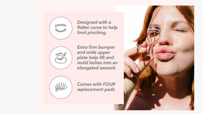 Jenny Patinkin The Big Reveal ® Eyelash Curler for Hooded Eyes, Deep Set Eyes – Precision & Professional Eyelash Curler for Difficult Eye Shapes with Replacement Silicone Pad, Nickel Free