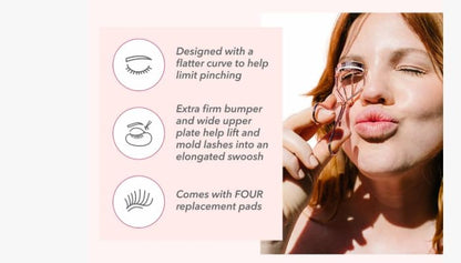 Jenny Patinkin The Big Reveal ® Eyelash Curler for Hooded Eyes, Deep Set Eyes – Precision & Professional Eyelash Curler for Difficult Eye Shapes with Replacement Silicone Pad, Nickel Free