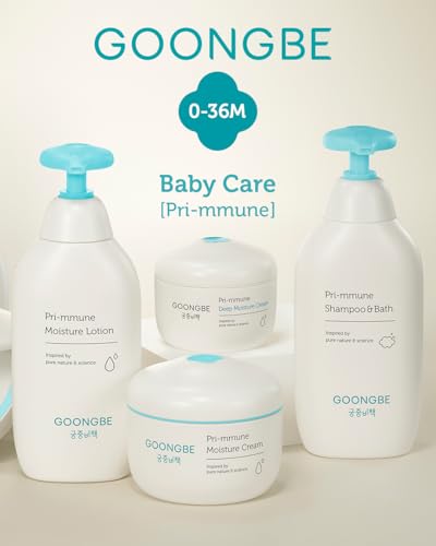 GOONGBE Pri-mmune Moisture Lotion - Korean Baby Body Moisturizer - Hypoallergenic Moisturizing & Calming Daily Skincare for Dry Skin - Fast Absorbing, Naturally Derived Non-Greasy Lotion, 11.8 oz.