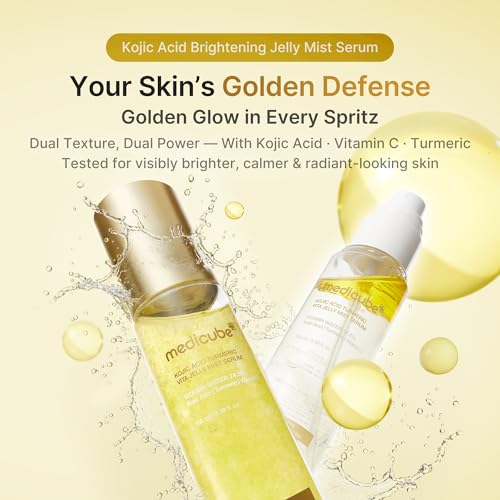 medicube Jelly Mist Serum with Kojic Acid Turmeric | 2-in-1 Daily Facial Spray and Serum | With Vitamin C, Turmeric, Panthenol for Hydrating, Calming Care | Lightweight, Refreshing Mist | 3.38 fl.oz