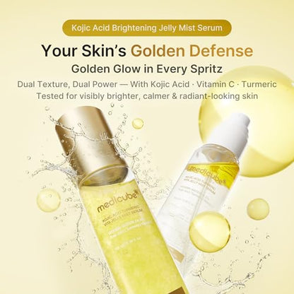 medicube Jelly Mist Serum with Kojic Acid Turmeric | 2-in-1 Daily Facial Spray and Serum | With Vitamin C, Turmeric, Panthenol for Hydrating, Calming Care | Lightweight, Refreshing Mist | 3.38 fl.oz