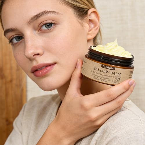 Beef Tallow for Skin Face, Tallow Face Moisturizer based supplies tallow and honey balm with Raw Honey Beeswax 100% Organic Grass-Fed Beef Tallow & Raw Wild Honey Blend Natural Formula for Body & Face