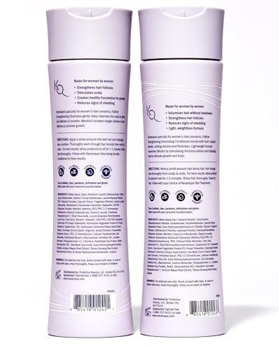 Keranique Volumizing Shampoo & Conditioner Set for Hair Repair, Growth & Thinning Hair Support – Keratin, Biotin, Menthol & Niacinamide, Lightweight Strengthening Formula - Keratin Amino Complex™