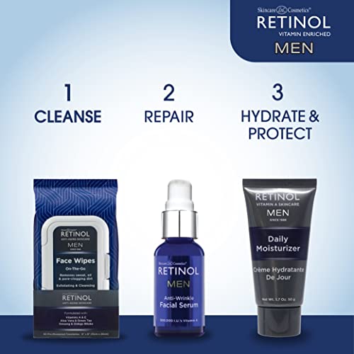 LIVAURA Retinol Men’s Makeup Remover Wipes (60 Count, Pack of 1) – Face Wipe for Makeup Removal & Cleansing, Micellar Facial Wipes, Sensitive Skin, Travel Size Cleansing Wipe for Face & Eye Make up