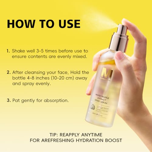 White Truffle First Spray Serum, Hydrating Face Mist & Lightweight Facial Mist, Glow Boost Moisturizing Formula for Radiant, Smooth Skin, Non-Comedogenic, 120ml/ 4.05 fl oz