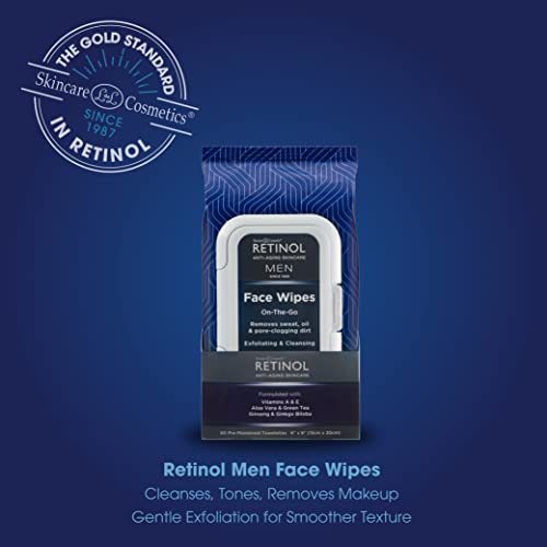 LIVAURA Retinol Men’s Makeup Remover Wipes (60 Count, Pack of 1) – Face Wipe for Makeup Removal & Cleansing, Micellar Facial Wipes, Sensitive Skin, Travel Size Cleansing Wipe for Face & Eye Make up