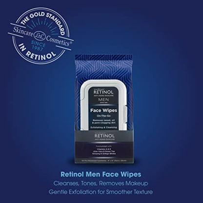 LIVAURA Retinol Men’s Makeup Remover Wipes (60 Count, Pack of 1) – Face Wipe for Makeup Removal & Cleansing, Micellar Facial Wipes, Sensitive Skin, Travel Size Cleansing Wipe for Face & Eye Make up