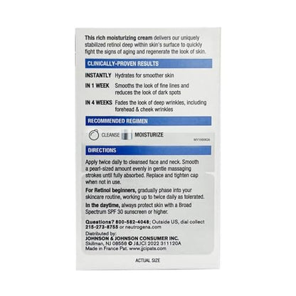 Neutrogena Rapid Wrinkle Repair Retinol Regenerating Face Cream & Hyaluronic Acid Anti Wrinkle Face Moisturizer, Neck Cream, with Hyaluronic Acid & Retinol, 1.7 oz (Pack of 3)