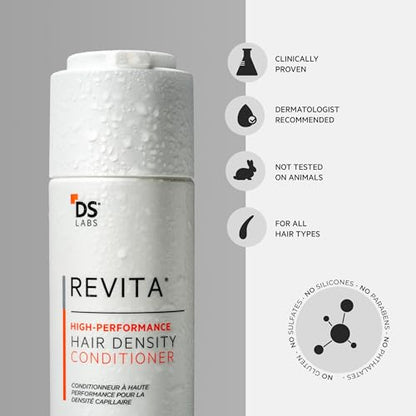 DS Labs For Men & Women Revita Conditioner - Scalp Refreshing Hydration for Fuller Looking, Weightless Hydration, Caffeine, Turmeric, Sulfate & Silicone Free, Color Safe, Refill Pouch 500 mL