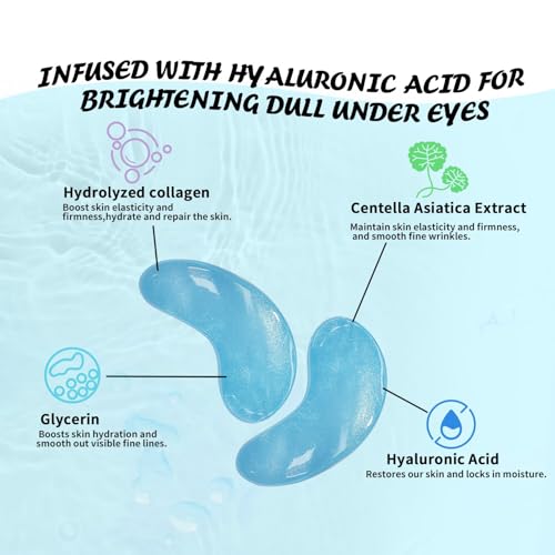 Maskiss Under Eye Patches (50 Pairs), Hyaluronic Acid Eye Masks for Dark Circles Puffy Eyes Undereye Bags, Collagen Eye Patches for Wrinkles and Hydrate, Skin Care Gift for Her
