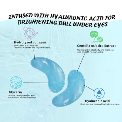 Maskiss Under Eye Patches (50 Pairs), Hyaluronic Acid Eye Masks for Dark Circles Puffy Eyes Undereye Bags, Collagen Eye Patches for Wrinkles and Hydrate, Skin Care Gift for Her