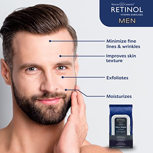 LIVAURA Retinol Men’s Makeup Remover Wipes (60 Count, Pack of 1) – Face Wipe for Makeup Removal & Cleansing, Micellar Facial Wipes, Sensitive Skin, Travel Size Cleansing Wipe for Face & Eye Make up