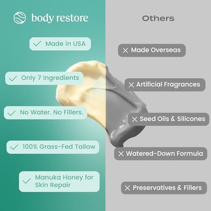 Body Restore Whipped Beef Tallow Balm – Mothers Day Gifts for Mom, Grass Fed Moisturizer for Face and Body, Birthday Gifts for Women, Self Care – Eucalyptus