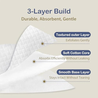 Ourmed Life Large Cotton Pads for Face, Soft & Lint-Free Cotton Rounds with Pressed Seam Design, Durable Facial Cleansing Squares for Face, Ideal Makeup Remover Pads, 3x3 Inch, 60 Count