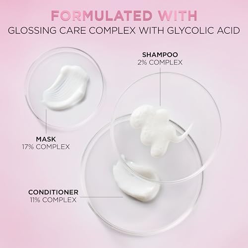 L'Oreal Paris Glossing Sulfate Free Shampoo and Conditioner Set with Glycolic Acid, Hair Care for Lasting Shine and Smoothness for Dull, Dry Hair, EverPure, 1 Kit