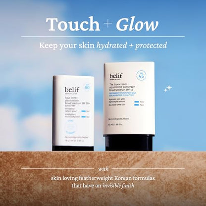 belif Aqua Bomb SPF 45 Hydrating Niacinamide Sunscreen (1.69 fl. oz) - The True Cream PA++++, Daily Broad Spectrum, No White Cast, Weightless & Invisible, Non-Greasy, Korean Skincare