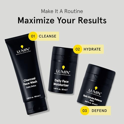 Lumin Men’s Dark Circle Defense Balm – Hydrating Eye Cream with Caffeine & Niacinamide, Korean Skincare for Men, Reduces the Look of Puffiness, Fine Lines & Dark Circles, Daily & Night Use, 20ml