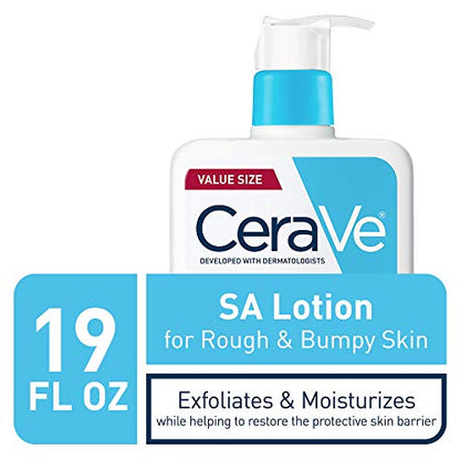 CeraVe SA Lotion for Rough & Bumpy Skin,Vitamin D,Hyaluronic Acid,Lactic Acid,Niacinamide & Salicylic-Acid,Gentle Exfoliating Rough And Bumpy Skin Lotion,19 Ounce,(Pack of 2)