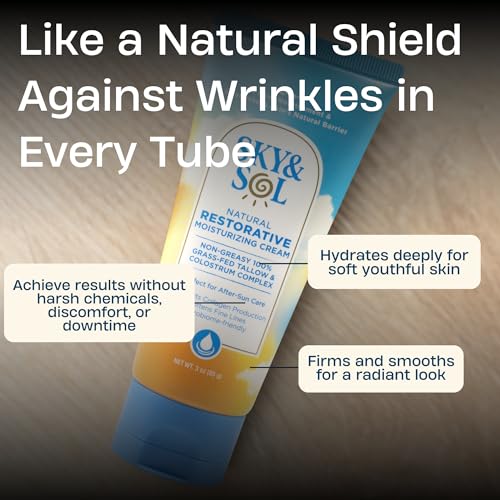 Sky and Sol Everything Cream | 100% Grass Fed Beef Tallow Moisturizer for Face and Body | Day & Night Skincare | Safe Natural Ingredients | After-Sun Care | All Skin Types | 3 oz