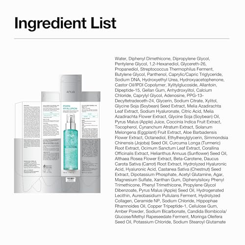 ANUA PDRN Collagen Glow Facial Serum Spray, Hydrating Face Mist, Hyaluronic Acid, dewy glass finish, All Skin Types, Instant Plumping Hydration, Firming Care, Korean Skincare, 3.38 fl oz