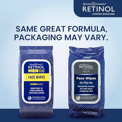 LIVAURA Retinol Men’s Makeup Remover Wipes (60 Count, Pack of 1) – Face Wipe for Makeup Removal & Cleansing, Micellar Facial Wipes, Sensitive Skin, Travel Size Cleansing Wipe for Face & Eye Make up