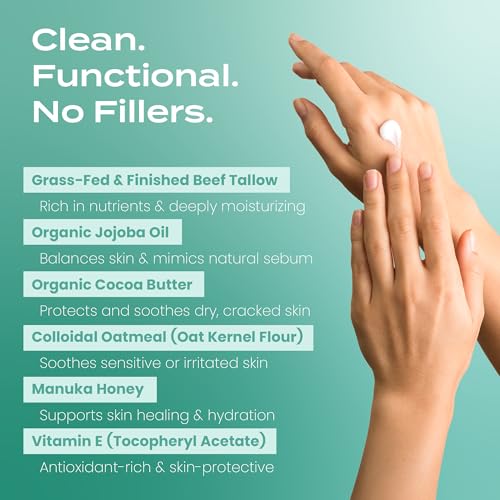 Body Restore Whipped Beef Tallow Balm – Mothers Day Gifts for Mom, Grass Fed Moisturizer for Face and Body, Birthday Gifts for Women, Self Care – Eucalyptus