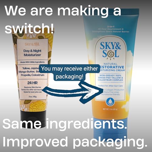 Sky and Sol Everything Cream | 100% Grass Fed Beef Tallow Moisturizer for Face and Body | Day & Night Skincare | Safe Natural Ingredients | After-Sun Care | All Skin Types | 3 oz