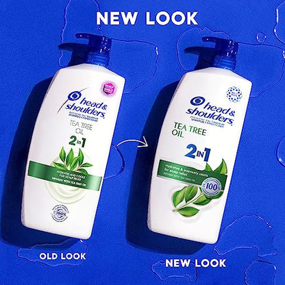 Head & Shoulders Anti-Dandruff Shampoo and Conditioner with 1% Pyrithione Zinc, Tea Tree Oil 2-in-1 Twin Pack, Tea Tree Shampoo with Cooling, Refreshed Scalp, 32.1 fl oz Each