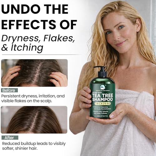 Tea Tree Shampoo & Conditioner Set | Thinning Hair Loss Treatments for Men and Women | Soothes Itchy Scalp & Dandruff | Boosts Hair Growth & Reduces Hair Loss | Sulfate & Paraben Free