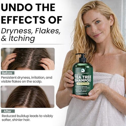 Tea Tree Shampoo & Conditioner Set | Thinning Hair Loss Treatments for Men and Women | Soothes Itchy Scalp & Dandruff | Boosts Hair Growth & Reduces Hair Loss | Sulfate & Paraben Free
