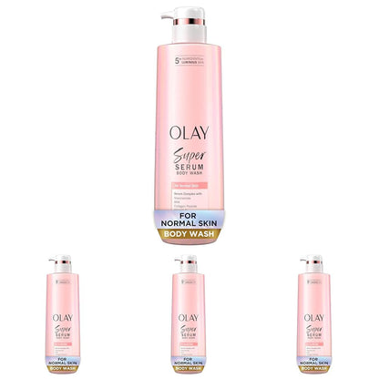 Olay Super Serum Body Wash for Extra Dry Skin, 24hr Long Lasting Hydration, 5+ Ingredient Complex for Bright Even Firm Luminous Skin, 20 fl oz