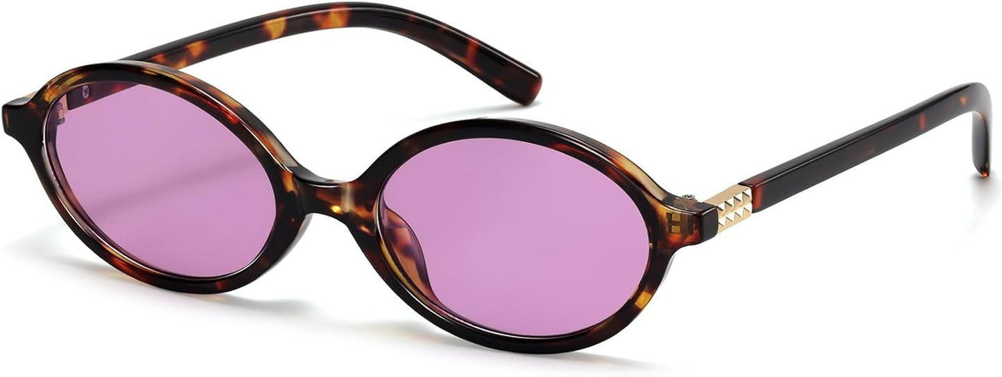 ViewJoy Retro Oval Sunglasses for Women Vintage 90s Y2K Trendy Designer Sun Glasses