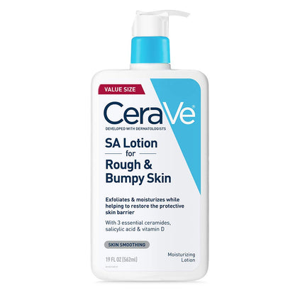 CeraVe SA Lotion for Rough & Bumpy Skin,Vitamin D,Hyaluronic Acid,Lactic Acid,Niacinamide & Salicylic-Acid,Gentle Exfoliating Rough And Bumpy Skin Lotion,19 Ounce,(Pack of 2)