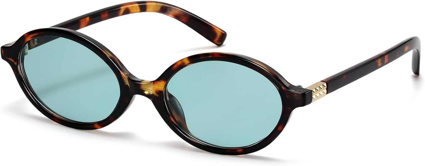 ViewJoy Retro Oval Sunglasses for Women Vintage 90s Y2K Trendy Designer Sun Glasses
