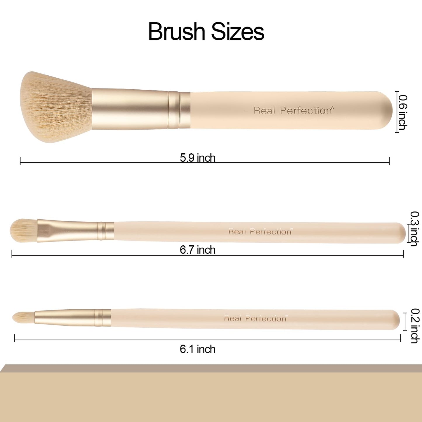 Real Perfection Makeup Brush Set 16 Pcs with 1 Eyebrow Razor Premium Synthetic Foundation Powder Concealers Eyeshadow Blush Makeup Brushes Make up Brushes Kit (Beige)