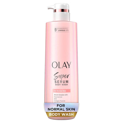 Olay Super Serum Body Wash for Extra Dry Skin, 24hr Long Lasting Hydration, 5+ Ingredient Complex for Bright Even Firm Luminous Skin, 20 fl oz