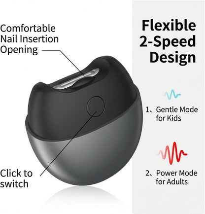 2026 Upgraded 3-in-1 Electric Nail Clipper & Polisher, Automatic Nail Trimmer with LED Light, Built-in Nail Clippings Collector, 2-Speed, USB Rechargeable, Safe & Easy for Seniors and Adults (Gray)
