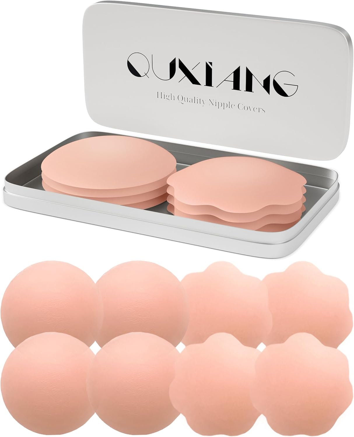 QUXIANG 4 Pairs Pasties Women Nipple Covers Reusable Adhesive Silicone Nippleless Covers Bra for Dress
