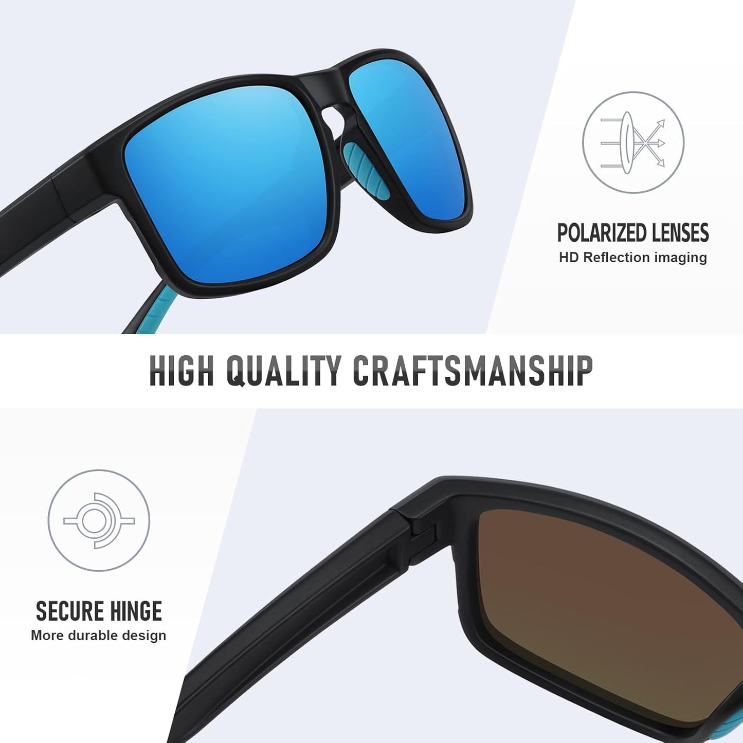 Sports Polarized Sunglasses for Men Women UV Protection Unbreakable Driving Running Fishing Hiking Sun Glasses