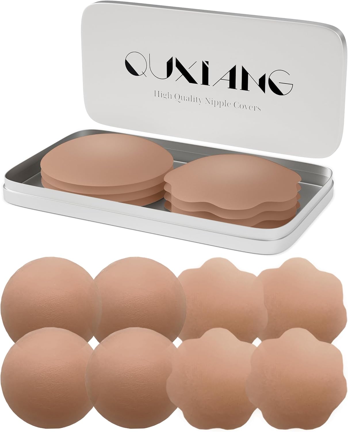 QUXIANG 4 Pairs Pasties Women Nipple Covers Reusable Adhesive Silicone Nippleless Covers Bra for Dress