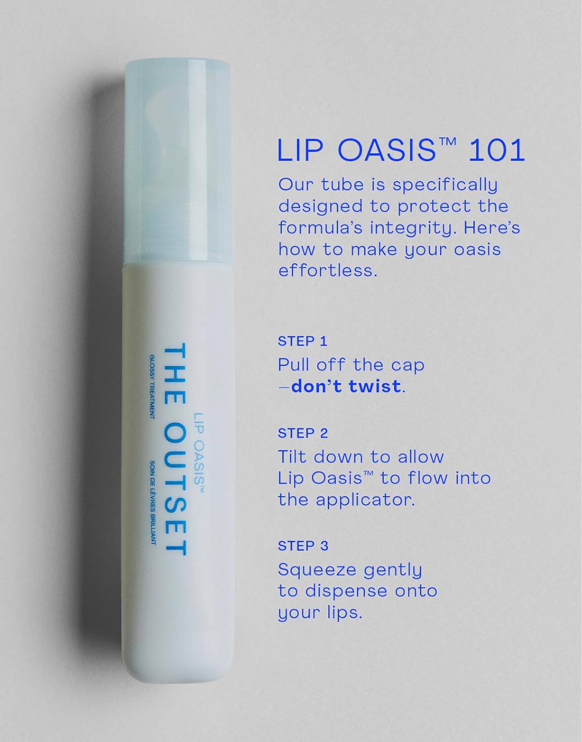 The Outset Lip Oasis Hydrating Lip Balm, Glossy Moisturizing Lip Treatment for Dry, Sensitive Lips, Clean, Vegan & Gluten-Free, Clear, 0.3 oz